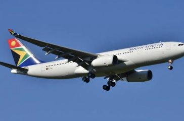 SAA flight to UK SAA flight in the sky