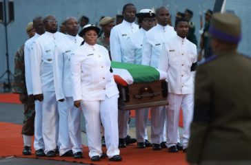 The mortal remains of the 14 SANDF soldiers.