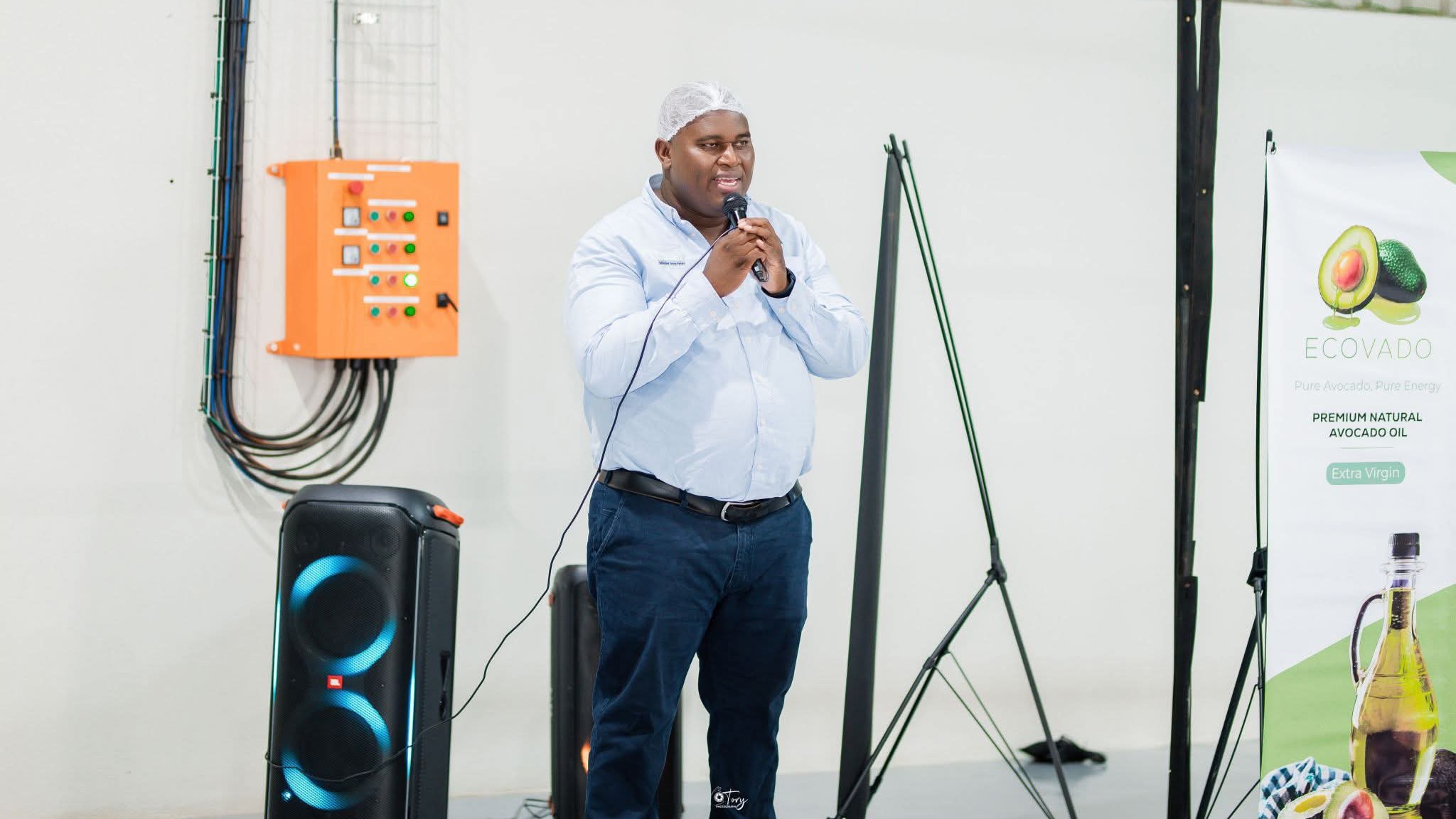 Founder of Ecovado plant, Hulisani Mudau addressing the launch