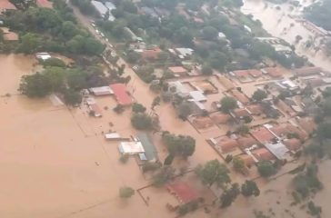 Road damage amid flooding