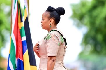 Limpopo Premier Dr Phophi Ramathuba singing a national anthem during the 2026 State of the Province Address