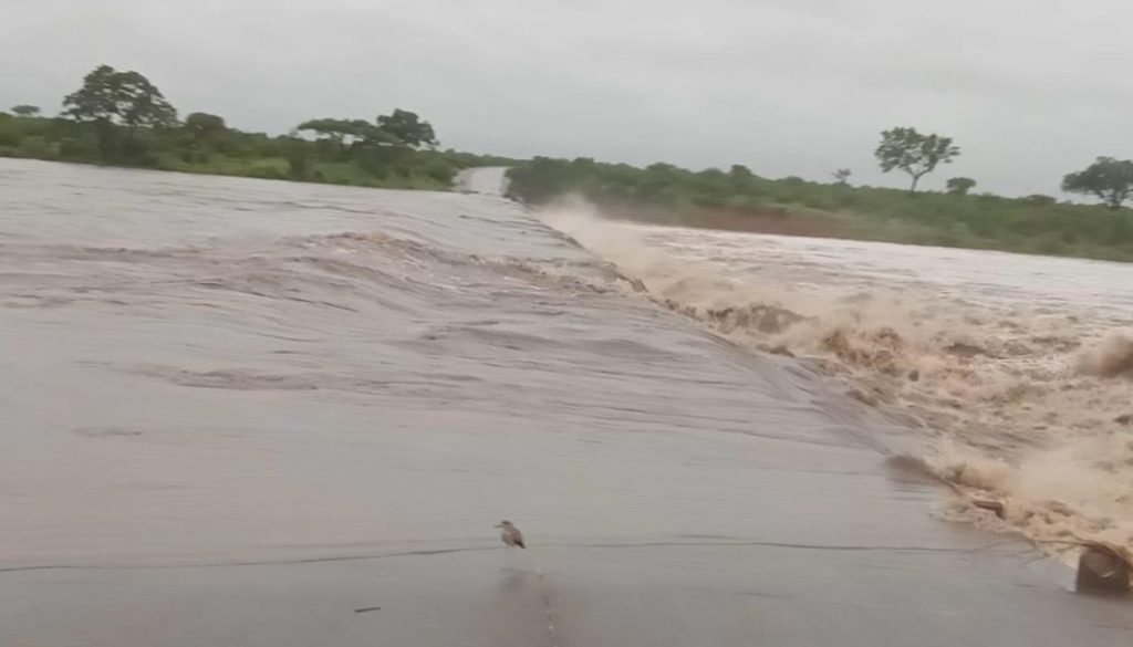 A picture of a flooded bridge at the Kruger National park
